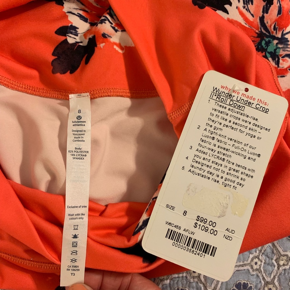 Lululemon wunder under crop size 8 NWT - Picture 4 of 4